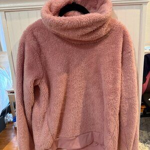 90 Degree by Reflex Plush Fleece Pink Cowl Neck Sweatshirt Sweater Top Large